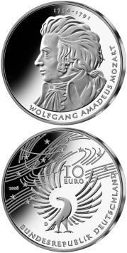 250e geboortedag Wolfgang Amadeus Mozart 10 euro Duitsland 2006 Proof